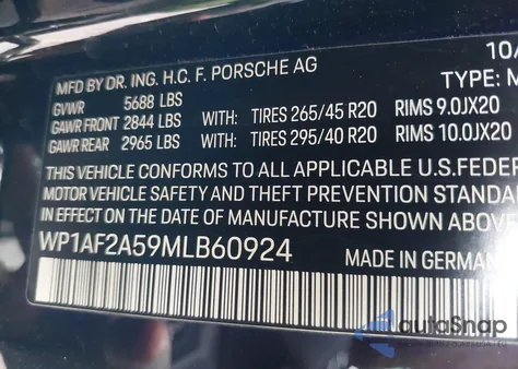 2021 Porsche Macan Turbo from USA, damaged, VIN WP1AF2A59MLB60924